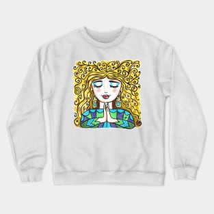 Curly Meditation Girl Crewneck Sweatshirt